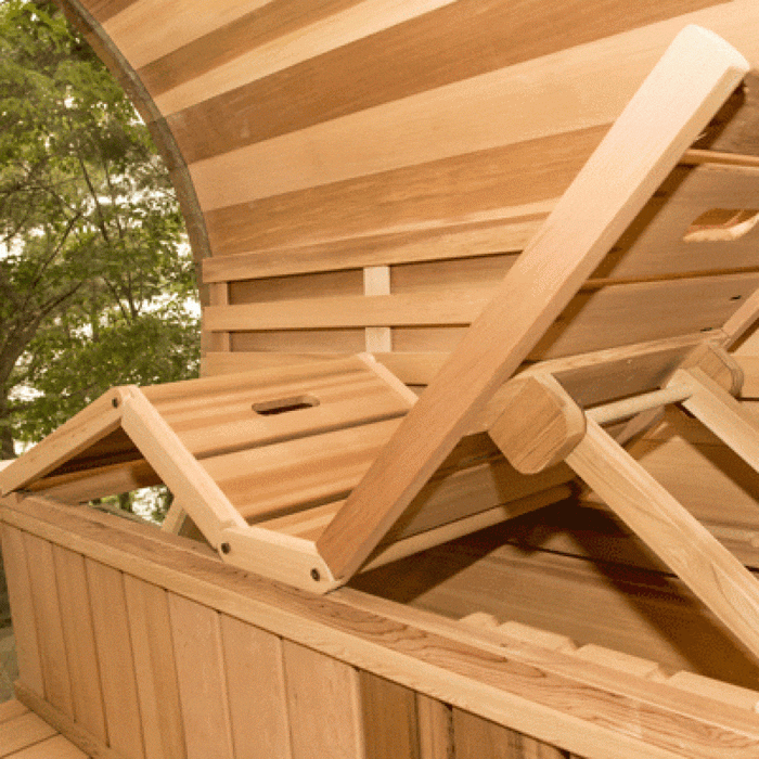 Dundalk Leisurecraft - 7x6 up to 4 people Panoramic View Cedar Barrel Saunas - Changeroom, No Porch