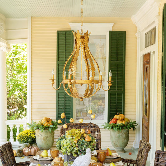 Park Hill Collection St. Augustine Chandelier - Exquisite Gold Spanish Revival Fixture with Hand-Finished Filigree Design - ELH26159