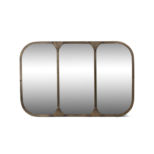 Park Hill Collection Station Iron Brass Frame Mirror – Elegant Home Décor, Durable Design, Perfect for Any Space! - EWI26013