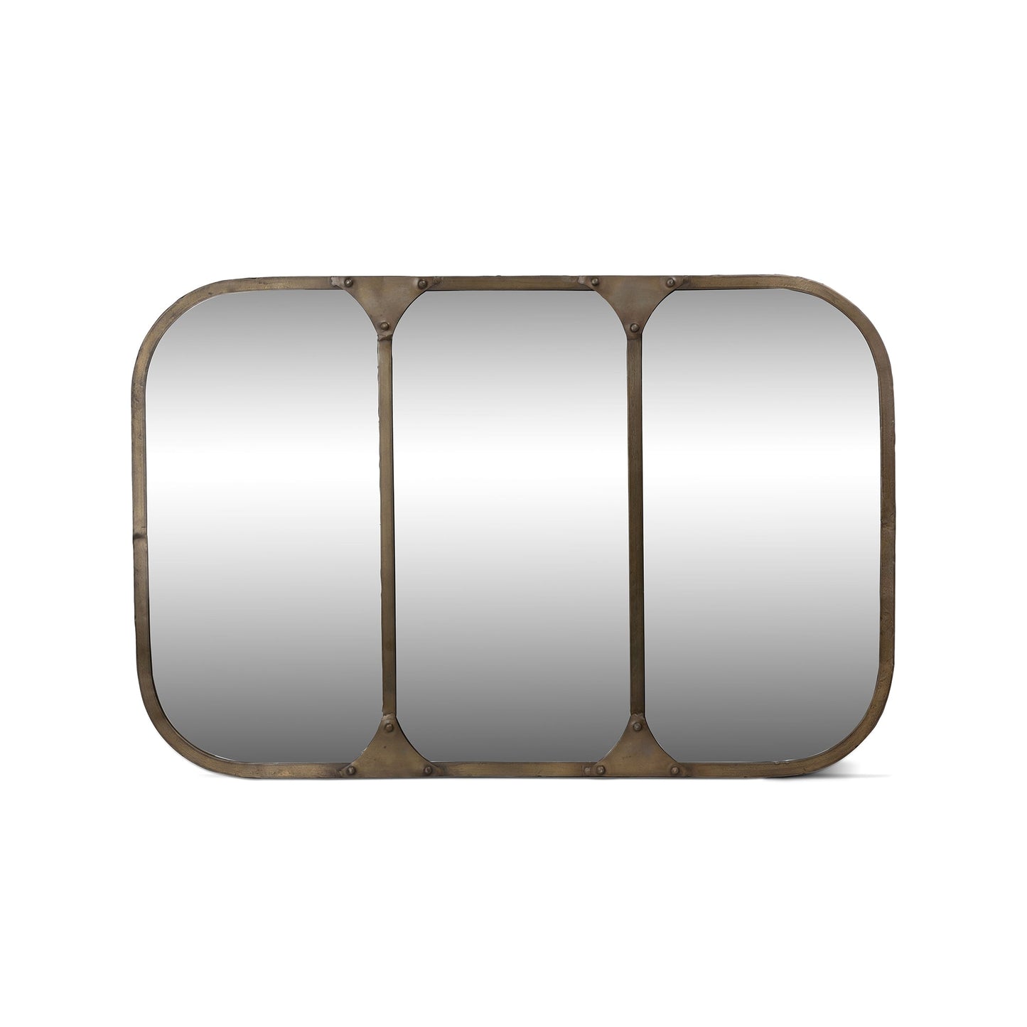 Park Hill Collection Station Iron Brass Frame Mirror – Elegant Home Décor, Durable Design, Perfect for Any Space! - EWI26013