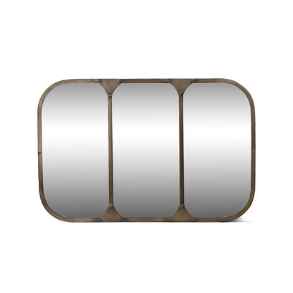 Park Hill Collection Station Iron Brass Frame Mirror – Elegant Home Décor, Durable Design, Perfect for Any Space! - EWI26013