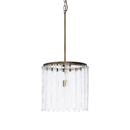 Park Hill Collection Dawson Antique Gold Glass Panel Chandelier - Elegant Iron Design, 80" Tall, Perfect for Any Room - ELH36057
