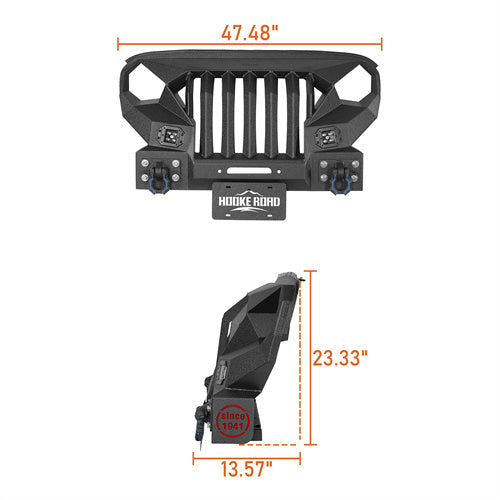 Hooke Road Mad Max Front Bumper w/Steel Grille Guard & Windshield Frame Cover(07-18 Jeep Wrangler JK)