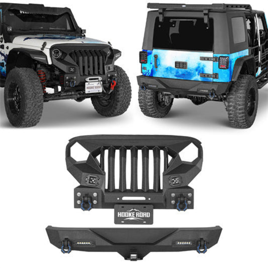 Hooke Road Mad Max Front Bumper & Rear Bumper(07-18 Jeep Wrangler JK) - HE.2038+HE.2030