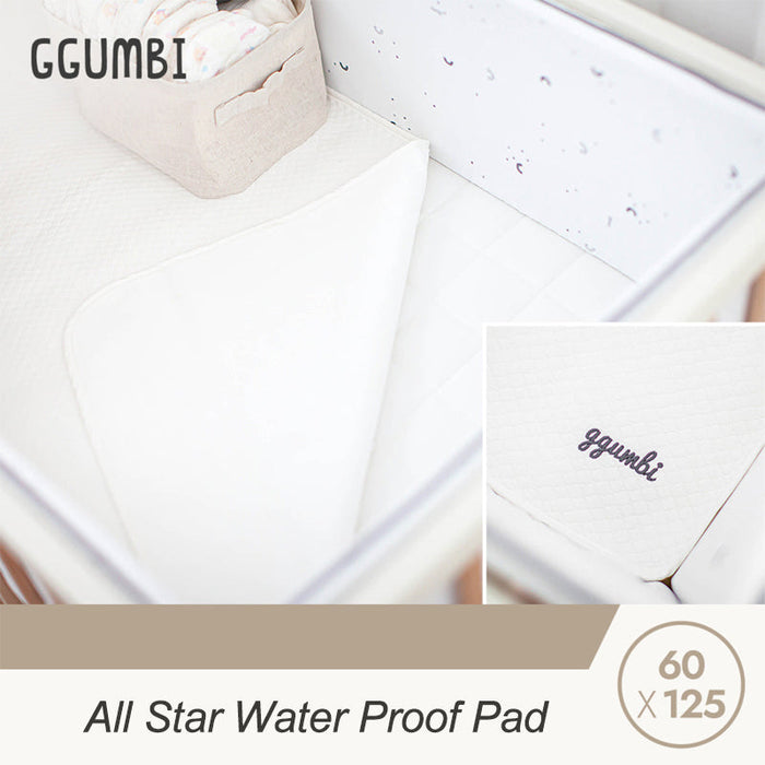 GGUMBI All Star Wood Baby Crib Full Set Baby Crib + Mattress + Cushion Guard 3P + Water Proof Pad + Diaper Changing Table Set - Gumb-Cribset