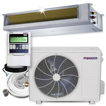 Pioneer 12,000 BTU 19 SEER2 Ceiling Concealed Ducted Mini-Split Inverter++ Energy-Star Air Conditioner Heat Pump System Full Set 230V - RYB012GMFILDAD-10