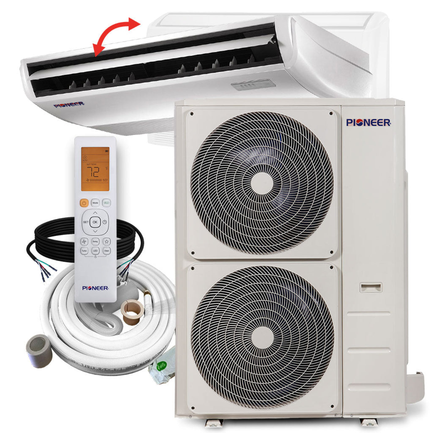 Pioneer 48,000 BTU 18.9 SEER2 Floor/Ceiling Mini-Split Inverter+ Air Conditioner Heat Pump System Full Set 230V - UYB048GMFILCAD-10