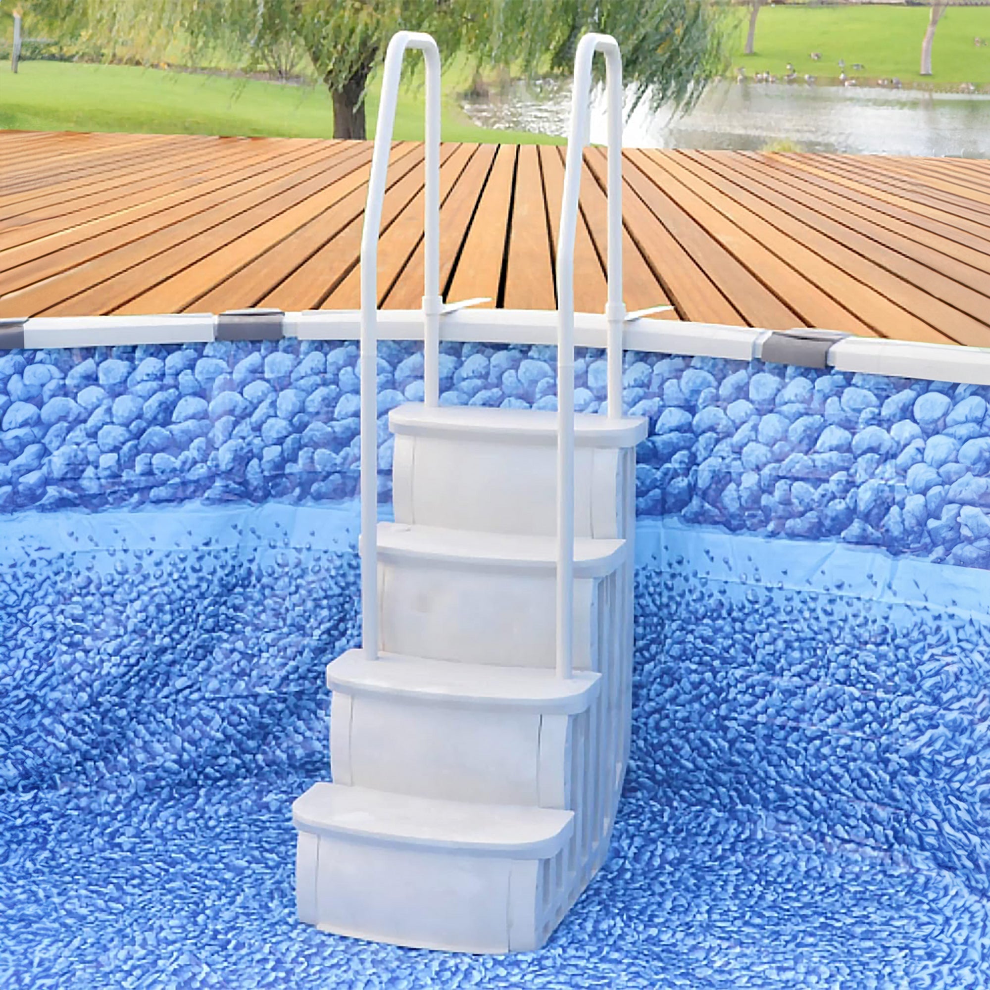 Main Access iStep Above Ground Pool Entry Steps Ladder w/ LED Light + 2 Weights - 59347