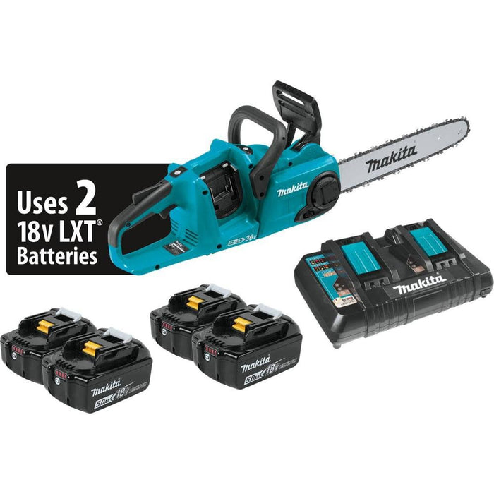 Makita 36V 18V X2 LXT Brushless 14" Chain Saw Kit with 4 Batteries - XCU03PT1