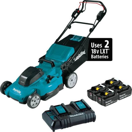 Makita  36V LXT 19 In. Lawn Mower Self-Propelled Kit with 4 Batteries - XML14CT1