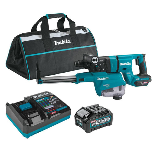 Makita 40V Max XGT️ 1-1/8in AVT Rotary Hammer Kit with Dust Extractor & FREE Makita GRH07ZW - GRH07M1W