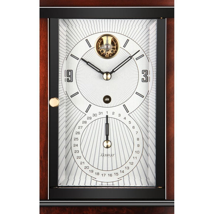 Kieninger Aida Art Deco Mantel Clock, Calendar, Visible Escapement in Walnut - MM 1272-23-01