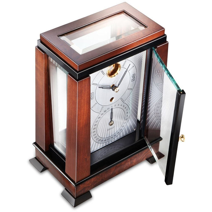 Kieninger Aida Art Deco Mantel Clock, Calendar, Visible Escapement in Walnut - MM 1272-23-01