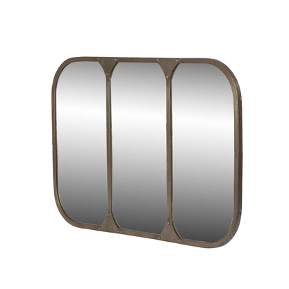 Park Hill Collection Station Iron Brass Frame Mirror – Elegant Home Décor, Durable Design, Perfect for Any Space! - EWI26013