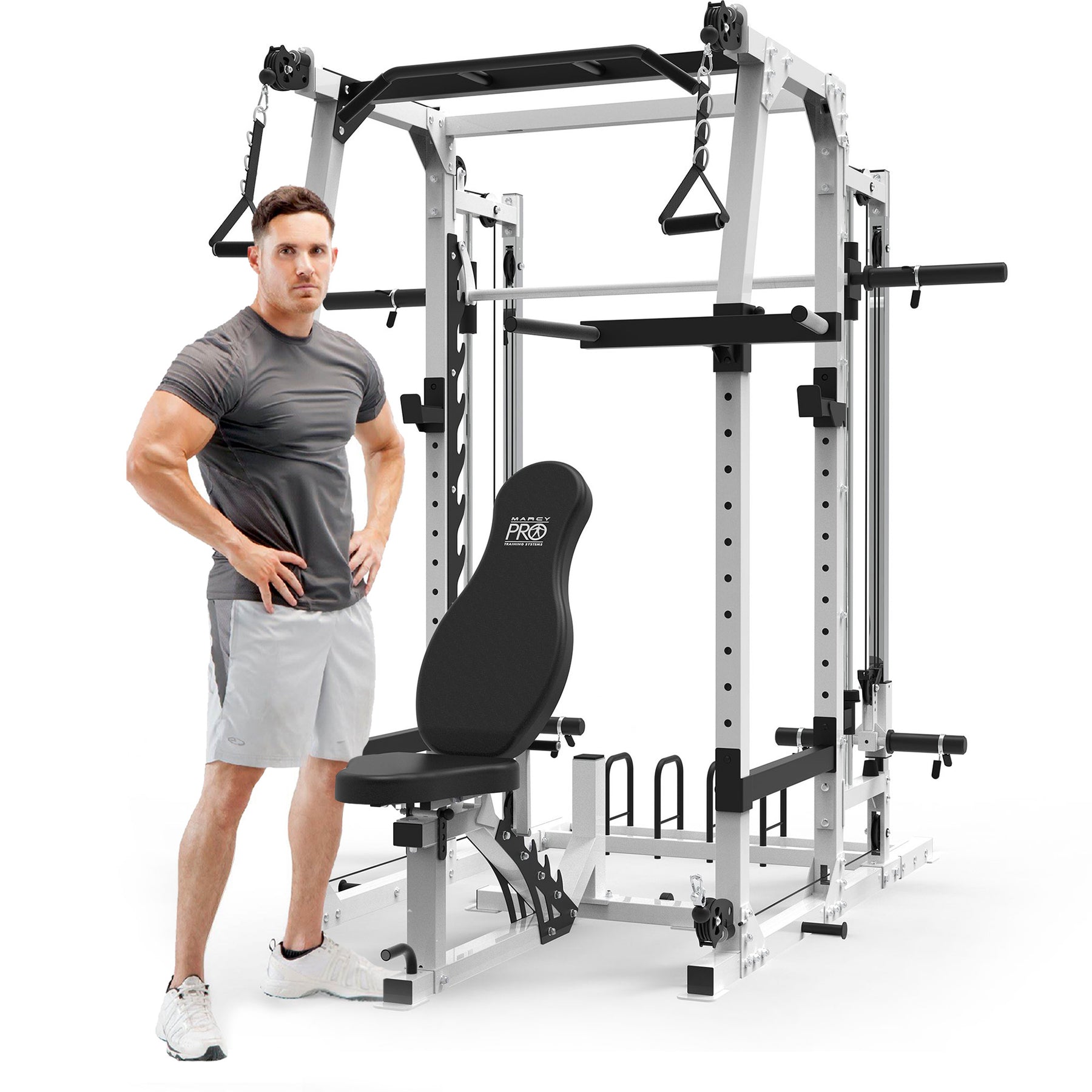 Marcy SM-7362 Pro Smith Machine Home Gym System for Full Body Training, Black - 294879