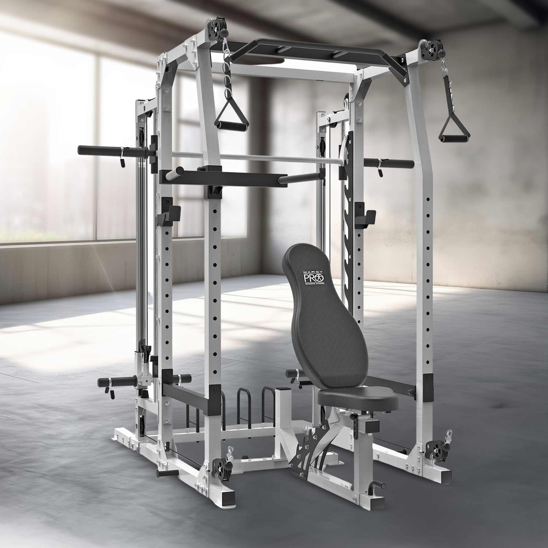 Marcy SM-7362 Pro Smith Machine Home Gym System for Full Body Training, Black - 294879