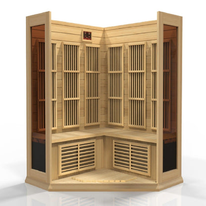 Maxxus 3-Person Corner Low EMF Under 8MG FAR Infrared Sauna Canadian Hemlock