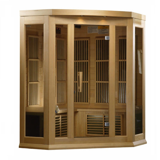 Maxxus 3-Person Corner Low EMF Under 8MG FAR Infrared Sauna Canadian Hemlock