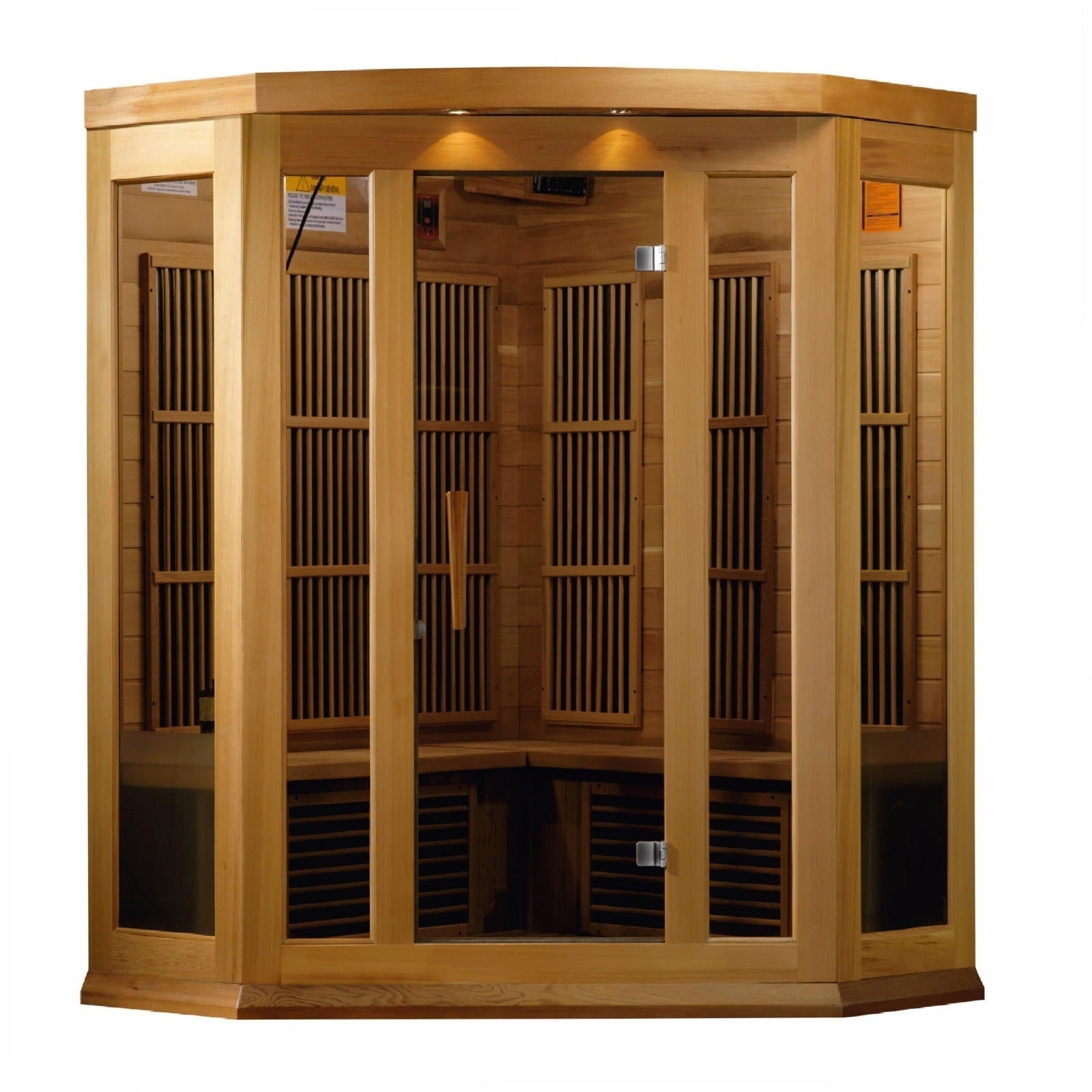 Maxxus 3-Person Corner Low EMF Under 8MG FAR Infrared Sauna Canadian Red Cedar