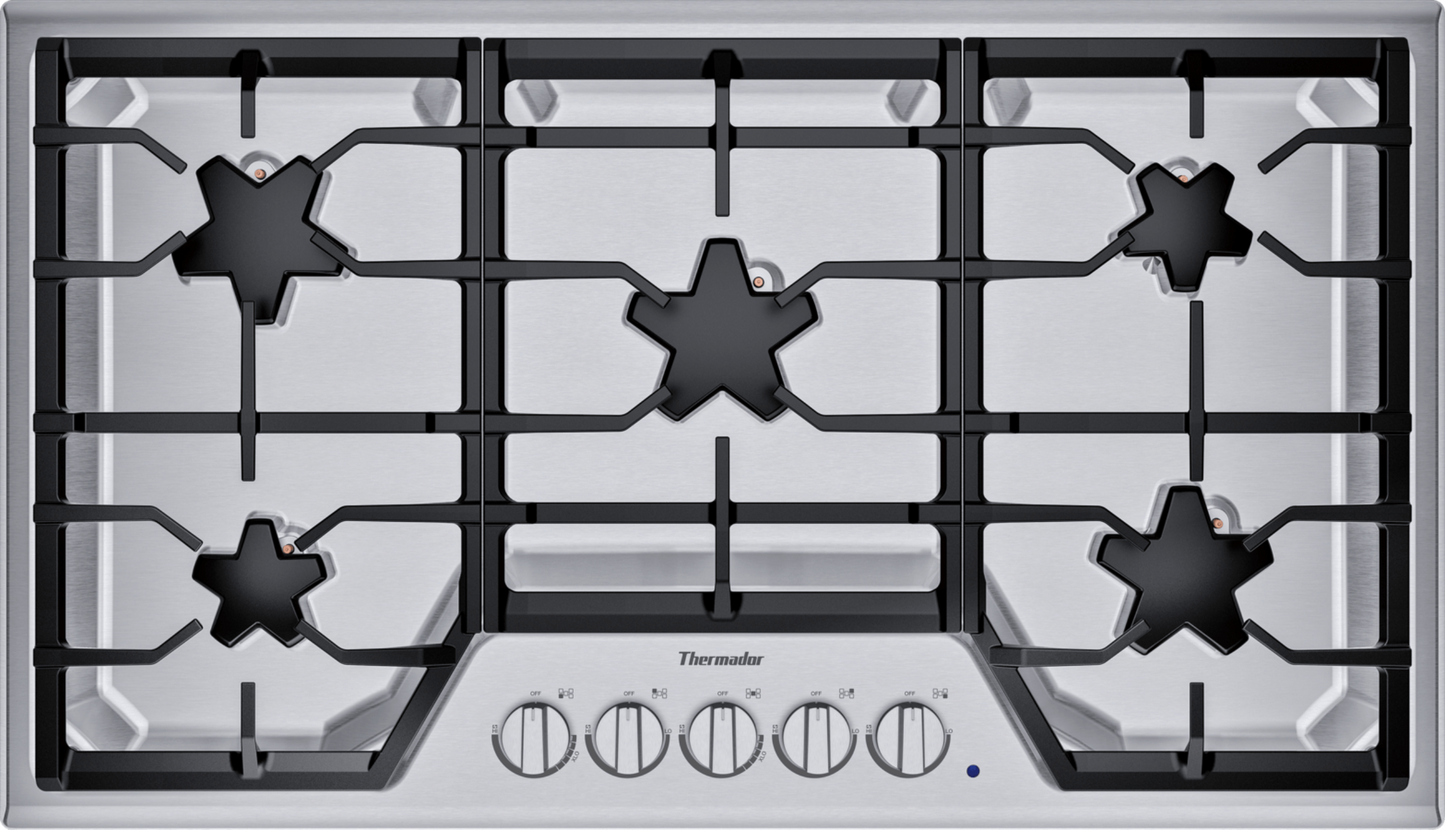 Thermador Masterpiece Series SGSX365TS 36 Inch Gas Cooktop with 5 Star Burners, Continuous Grates- 7094788325469
