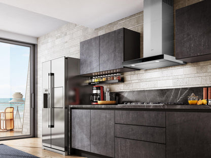 ELICA ELG636S3 LUGANO Wall Mount Range Hood 36" wide - 600CFM in Stainless Steel On Black - ELG636S3