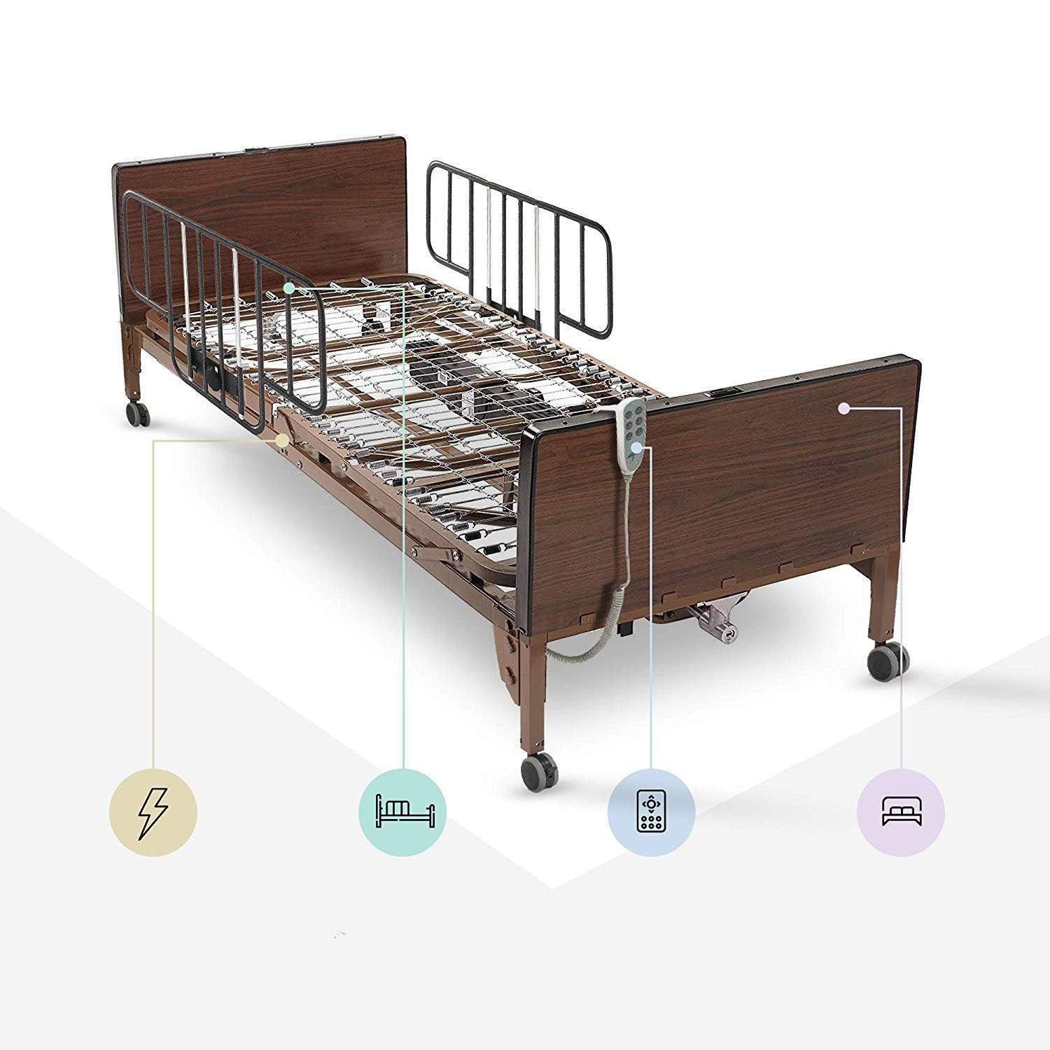 Medacure Full Electric Hospital Bed with Mattress and Rail