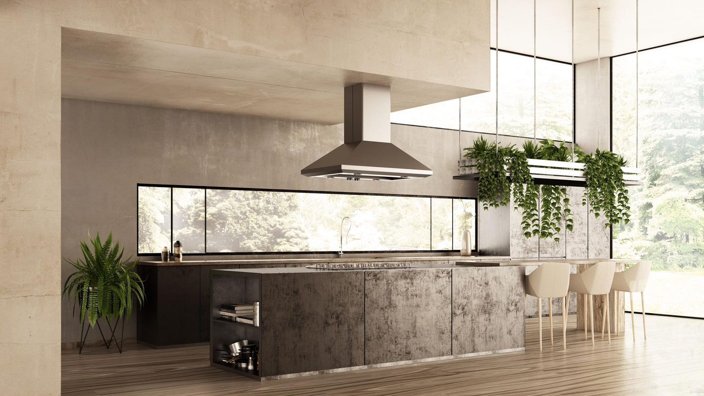 ELICA ELI136S2 LEONE IS Island Range Hood 36" wide - 1200CFM in Stainless Steel - ELI136S2