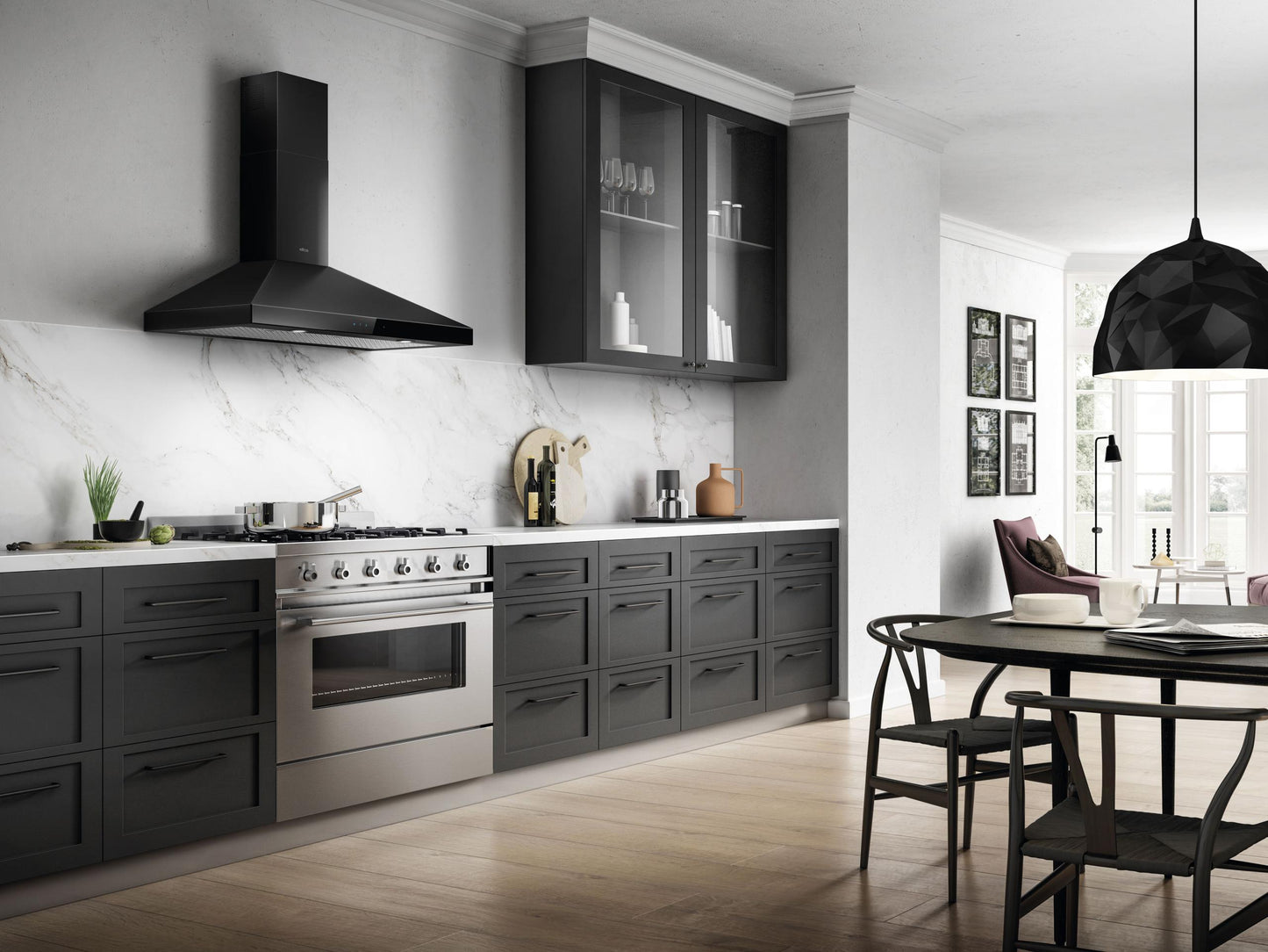 ELICA EVR636BL VARNA BLACK Wall Mount Range Hood 36" wide - 600CFM Black in Stainless Steel - EVR636BL