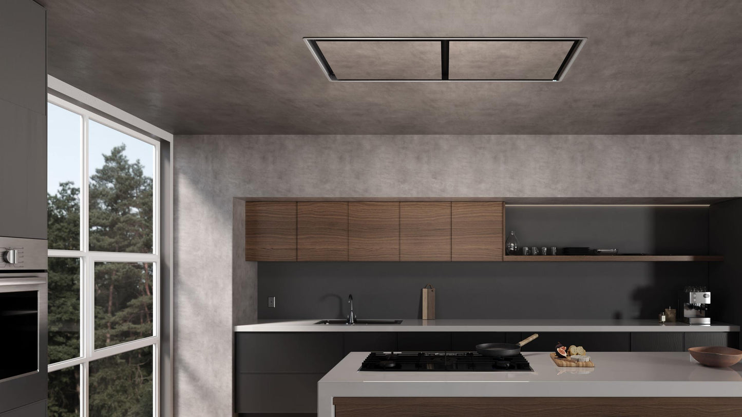 ELICA ECEX60SS CIELO Ceiling Range Hood 60" wide - 600/1200CFM in Stainless Steel Look Panel Ready - ECEX60SS