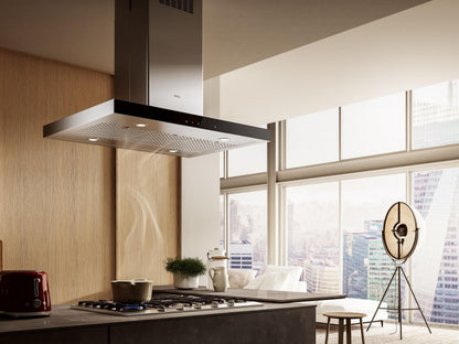 ELICA MAGGIORE Island Range Hood 36" wide - 600CFM in Stainless Steel On Black - EMG636S1