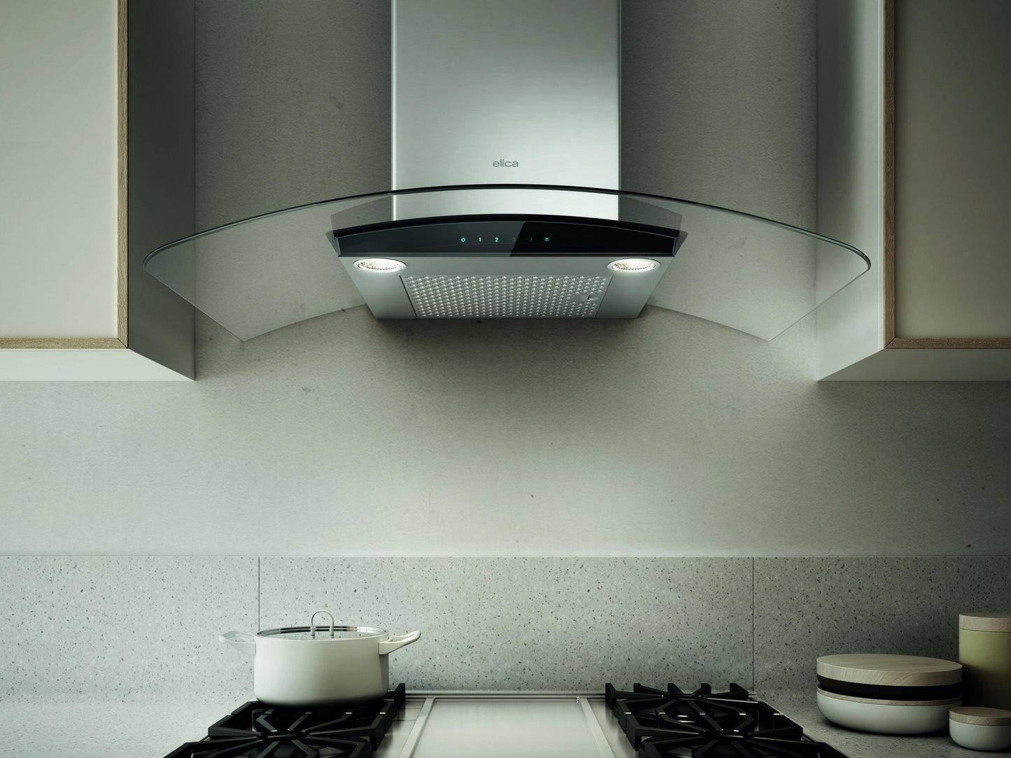 ELICA ECM636S3 COMO Wall Mount Range Hood 36" wide - 600CFM in Stainless Steel On Black - ECM636S3