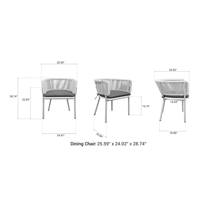 OUTSY Melina Outdoor Wood, Aluminum and Rope Dining Chair, Milk and Coffee Legs Set Of 2 - 0AMEL-WDC-GR