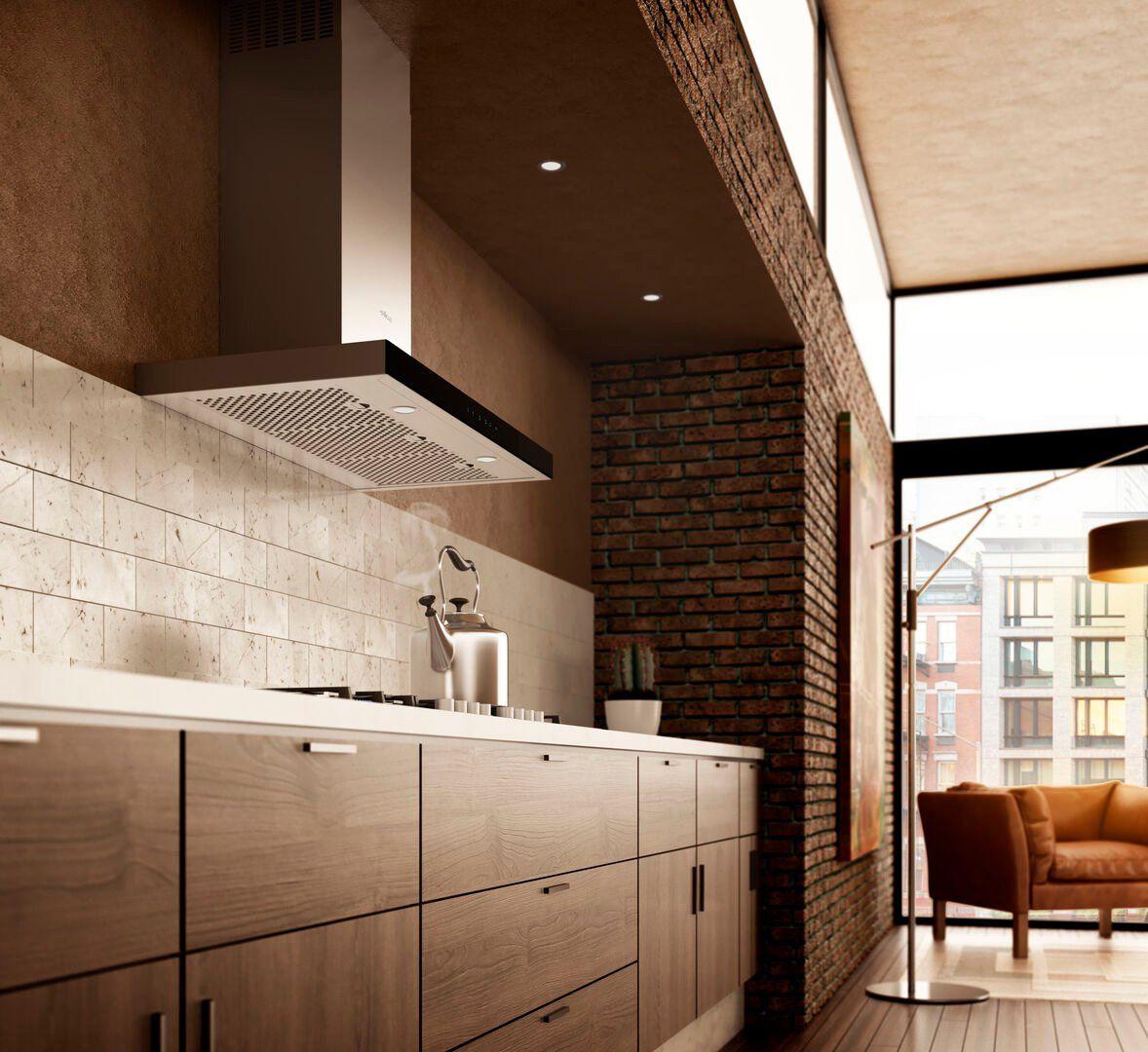 ELICA EMZ630S3 MEZZANO Wall Mount Range Hood 30" wide - 600CFM in Stainless Steel On Black - EMZ630S3