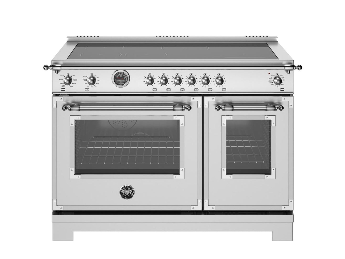 BERTAZZONI HER486IGFEPXT 48 inch Induction Range, 6 Heating Zones and Cast Iron Griddle, Electric Self-Clean Oven in Stainless Steel - HER486IGFEPXT