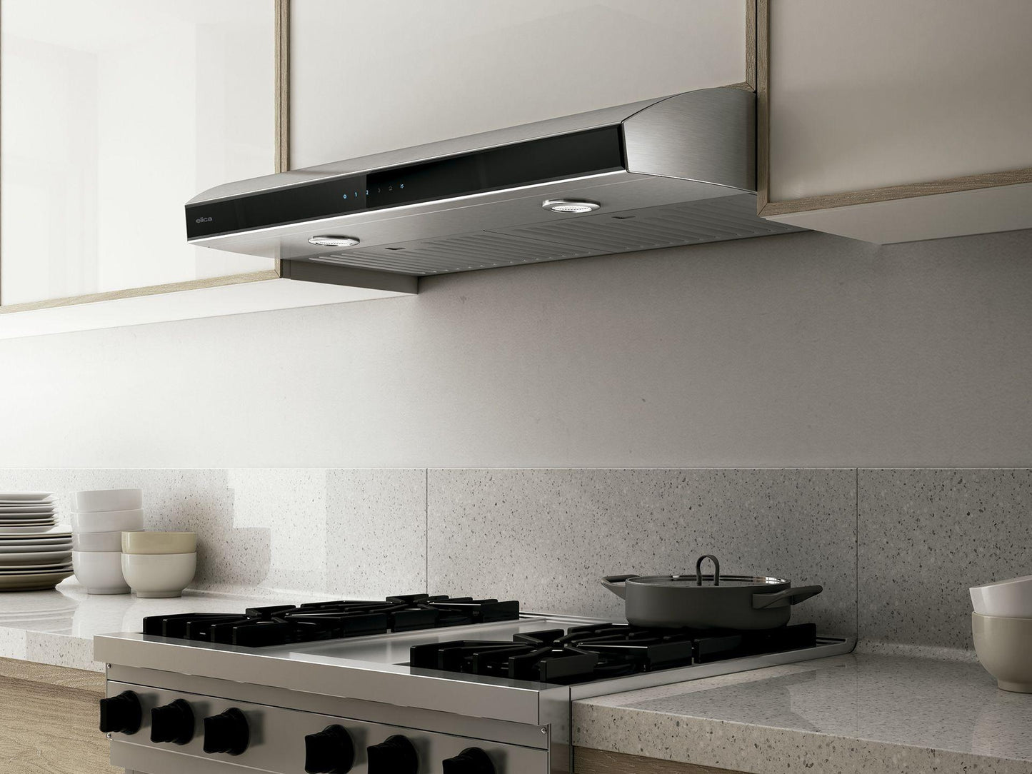 ELICA EAI436SS ARIA Undercabinet Range Hood 36" wide - 400CFM in Stainless Steel On Black - EAI436SS