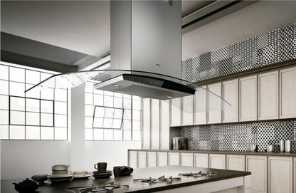 ELICA ECN636S3 CINGOLI Island Range Hood 30" wide - 600CFM in Stainless Steel On Black - ECN636S3