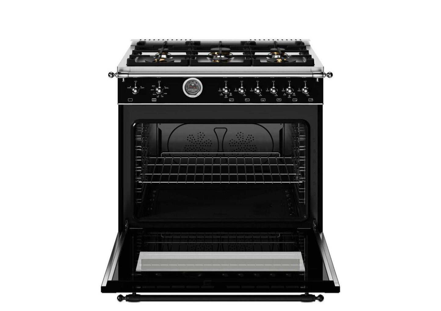 BERTAZZONI HER366BCFGMNET Heritage 36" Range All Gas Nero Black - HER366BCFGMNET