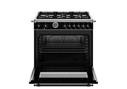 BERTAZZONI HER366BCFGMNET Heritage 36" Range All Gas Nero Black - HER366BCFGMNET