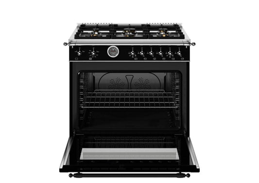 BERTAZZONI HER366BCFGMNET Heritage 36" Range All Gas Nero Black - HER366BCFGMNET