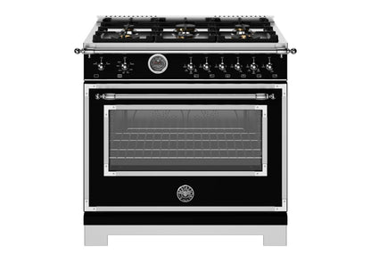 BERTAZZONI HER366BCFGMNET Heritage 36" Range All Gas Nero Black - HER366BCFGMNET