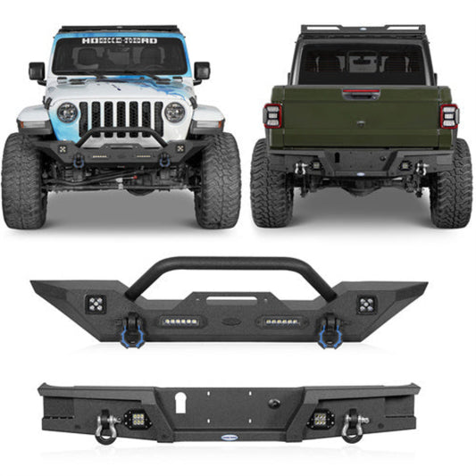 Hooke Road Mid Width Front Bumper & Rear Bumper(20-25 Jeep Gladiator JT) - HE.3018-1&HE.7003