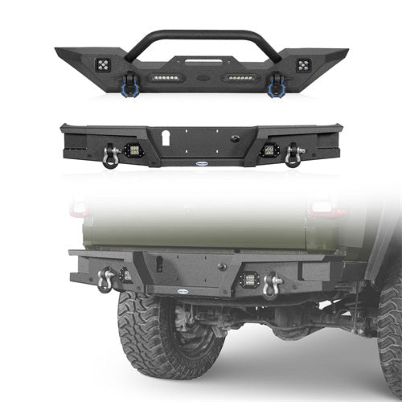 Hooke Road Mid Width Front Bumper & Rear Bumper(20-25 Jeep Gladiator JT) - HE.3018-1&HE.7003