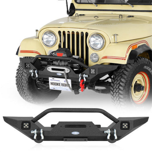Jeep CJ Front & Rear Bumper w/ LED Lights (76-86 Jeep CJ-5 CJ-7 CJ-8 Scrambler) - Hooke Road  - HE.1081-S+HE.1082-S