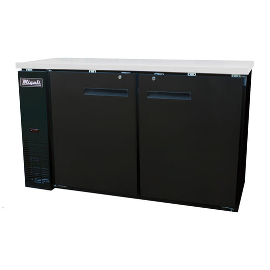 Migali C-BB60-HC 60.8” Refrigerated Back Bar Cabinet (2) Hinged Solid Door 15.8 Cu Ft - C-BB60-HC