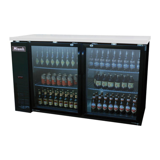 Migali C-BB60G-HC 60.8” Refrigerated Back Bar Cabinet (2) Hinged Glass Doors 15.8 Cu Ft - C-BB60G-HC