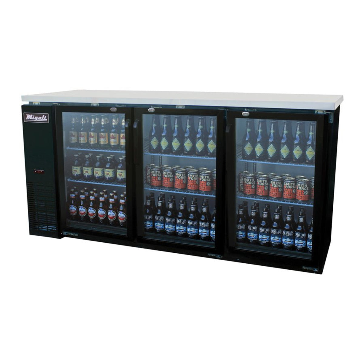 Migali C-BB72G-HC 72.8” Back Bar Refrigerator (3) Glass Door – 19.6 Cu Ft - C-BB72G-HC