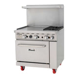 Migali C-RO2-24GL-LP 36" Liquid Propane 2 Burner Range with Oven with 24" Griddle - 121,000 BTU - C-RO2-24GL-LP