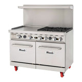 Migali C-RO4-24GL-NG 48" Natural Gas 4 Burner Range with 2 Ovens with 24" Griddle - 196,000 BTU - C-RO4-24GL-NG