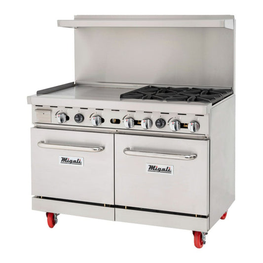 Migali C-RO4B-24GL-LP 48" 4 Burner Liquid Propane Range with Griddle - 224,000 BTU - C-RO4B-24GL-LP