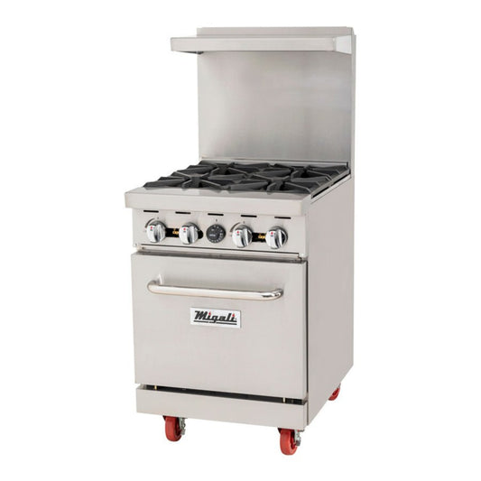 Migali C-RO4B-LP 24" Liquid Propane 4 Burner Range with Oven - 152,000 BTU - C-RO4B-LP